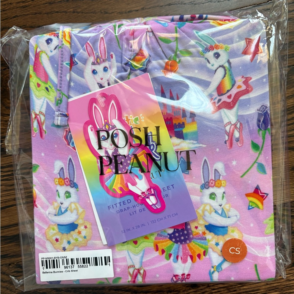 Posh Peanut Lisa Frank Ballerina Bunnies Crib Sheet